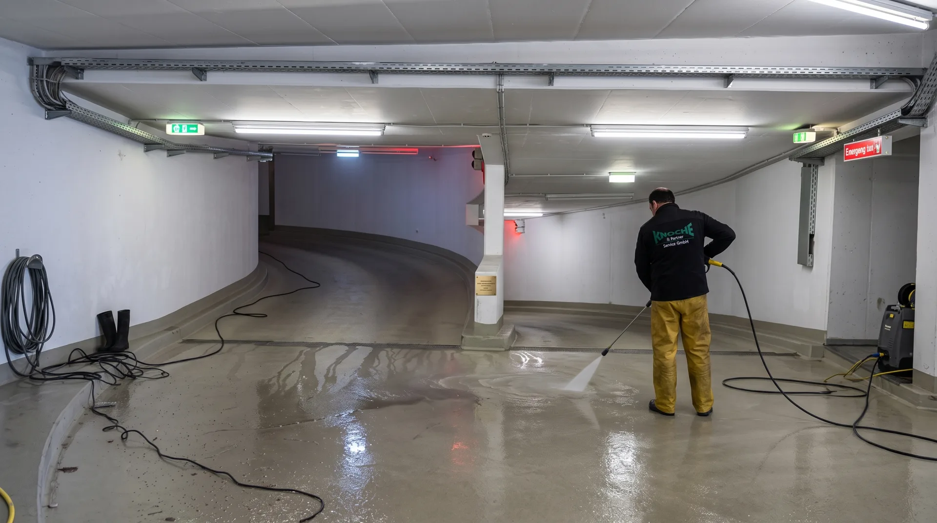 Tiefgaragenreinigung im Einsatz